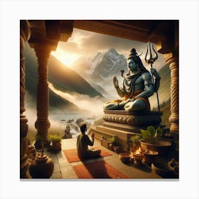 Man worshipping Lord shiva  Canvas Print