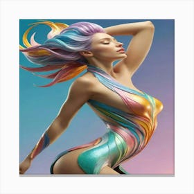 Woman With Colorful Hair Canvas Print