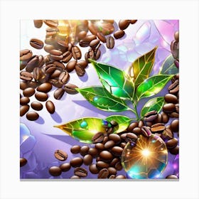 Coffee Beans On A Purple Background Canvas Print