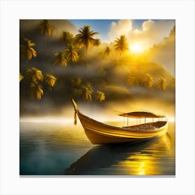 Firefly A Boat On A Beautiful Mist Shrouded Lush Tropical Island 31069 (1) Canvas Print