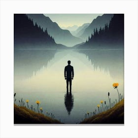 Man Standing In Water 5 Canvas Print