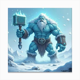 Frost Giant Wielding An Icy Hammer In A Frozen Land 1 Canvas Print