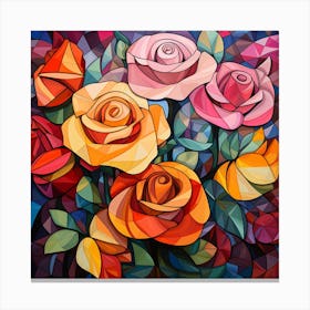 Polygonal Roses 2 Canvas Print