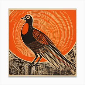 Retro Bird Lithograph Pheasant 5 Canvas Print