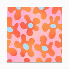 Flowers Orange Pink Square Canvas Print