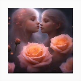 Two Girls Kissing Canvas Print