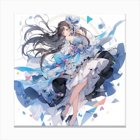 Anime Girl In Blue Dress Canvas Print