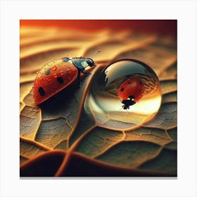 Ladybug In Water Droplet Canvas Print
