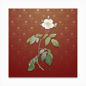 Vintage Big Leaf Climbing Rose Botanical on Falu Red Pattern n.2243 Canvas Print