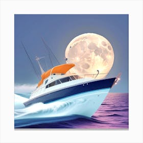 Boat In The Moonlight 1 Canvas Print