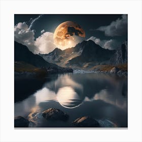 Full Moon Over Lake 1 Canvas Print
