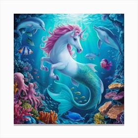 Unicorn Under The Sea Canvas Print