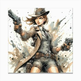 Girl With Guns 1 Canvas Print