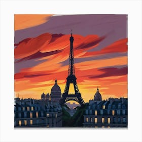 Paris At Sunset Canvas Print