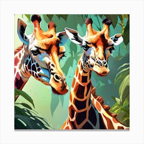 Giraffes In The Jungle 5 Canvas Print