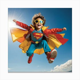 A Dynamic Superhero Costume Clad Business Leader Soaring Through A Bright Summer Sky Their Cape Rip 2 1 Canvas Print