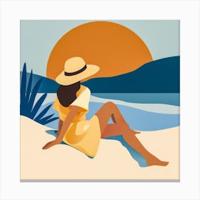 Woman Enjoying The Sun At The Beach 3 Canvas Print