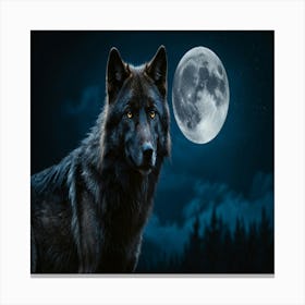 Wolf At The Moon Canvas Print