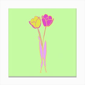 Two Tulips Neon Canvas Print
