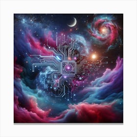 Circuit Board In Space Canvas Print