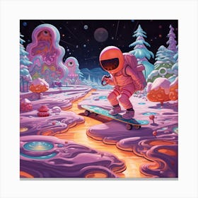Space Skateboarding Canvas Print