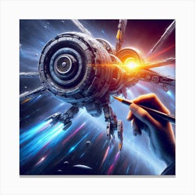 Spaceship In Space 14 Canvas Print