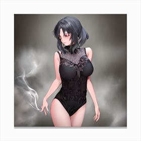 Anime Girl Smoking Canvas Print