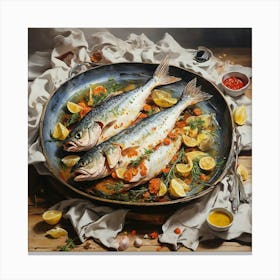 Fish In A Pan Canvas Print