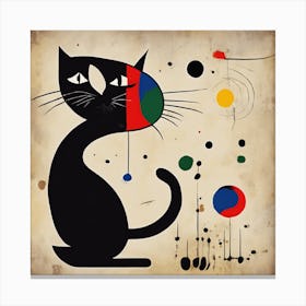 Joan Miro Inspired Cats Exhibition Poster Art Print (3) Canvas Print