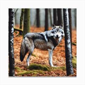 Wolf In The Forest 31 Canvas Print