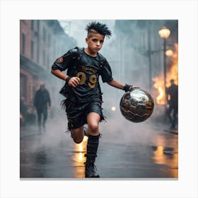 Boy With Soccer Ball Canvas Print