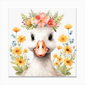 Floral Baby Goose Nursery Illustration (12) Canvas Print
