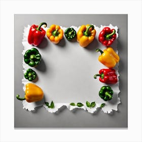 Colorful Peppers In A Frame 37 Canvas Print