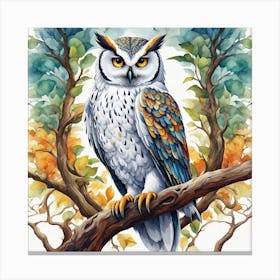 Owl On A Branch 1 Canvas Print