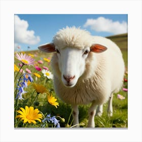 Sheep In A Meadow 2 Canvas Print