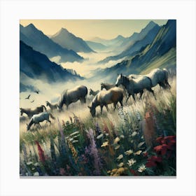 Horses In The Mountains Canvas Print