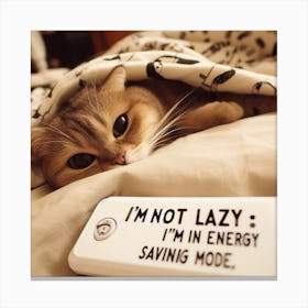 I'M Not Lazy I'M In Energy Saving Mode Canvas Print