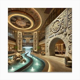 The Lobby And Reception Area Of A Unique Restauran Canvas Print