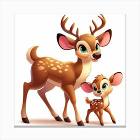 A deer with a small fawn 1 Canvas Print