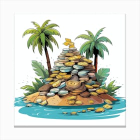 Gold Coins On An Island Canvas Print