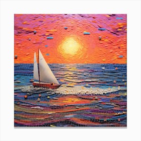 Sailboat At Sunset 5 Canvas Print