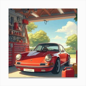 Porsche 911 In Garage Canvas Print