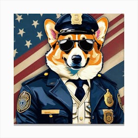 Corgi Police Officer 3 Canvas Print