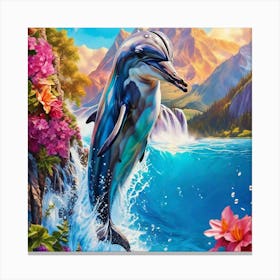 Dolphin In The Water Canvas Print