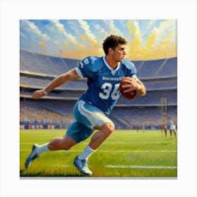 Power and Passion Football Athlete on the Field Canvas Print