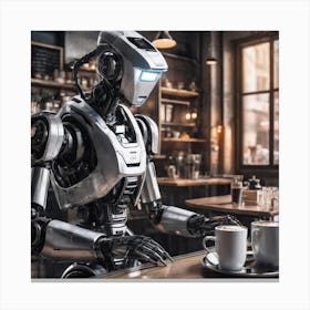 Robot At A Coffee Shop Canvas Print