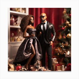 Realistic Black Couple Christmas Stylish Deep In 4 Canvas Print