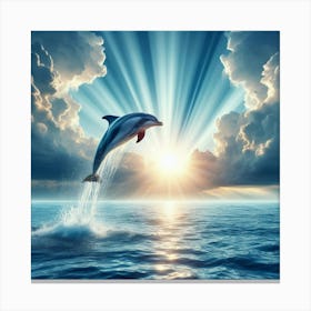 Dolphin Jumping In The Ocean Canvas Print