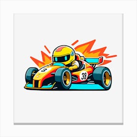 Cartoon Racing Car Canvas Print