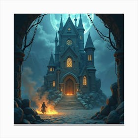 A Sorcerer’S Tower With Swirling Magical Runes And Mystical Artifacts 1 Canvas Print